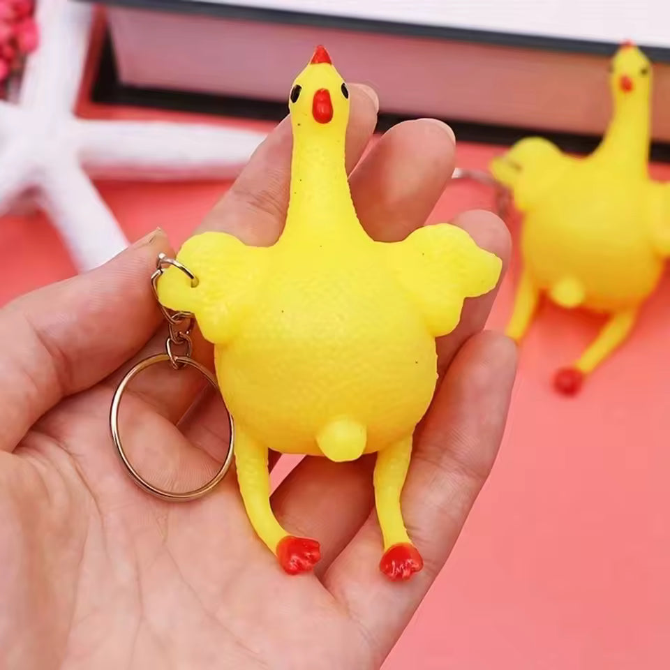 Egg-Laying Chicken Keychain - Squeeze Toy For Stress Relief